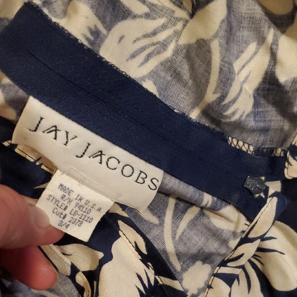 Jay Jacobs Floral Print Navy Blue Dress sz 3/4 Hawaiian Luau - Picture 5 of 5